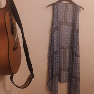 Blue and white super long boho cover up